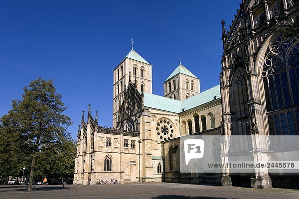 Facade of church  St Paul Church  Muenster  North Rhine-Westphalia  Germany