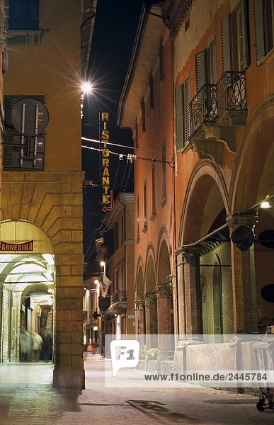 Gebäude beleuchtet nachts  Bologna  Italien