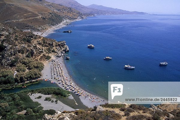 Aerial view of boats in sea  Crete  Greece