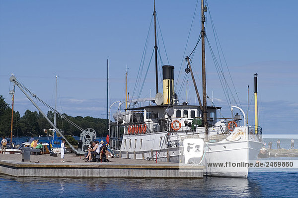 Steamboat at harbor  Hjo  Vaestra Goetaland County  Sweden