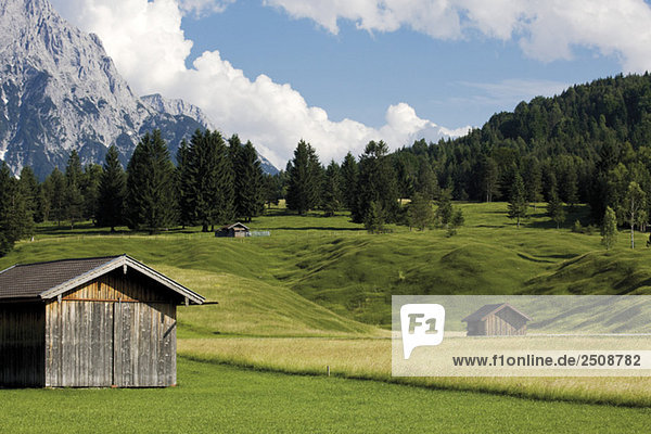 Germany  Bavaria  Mountain Scenery and hay barn
