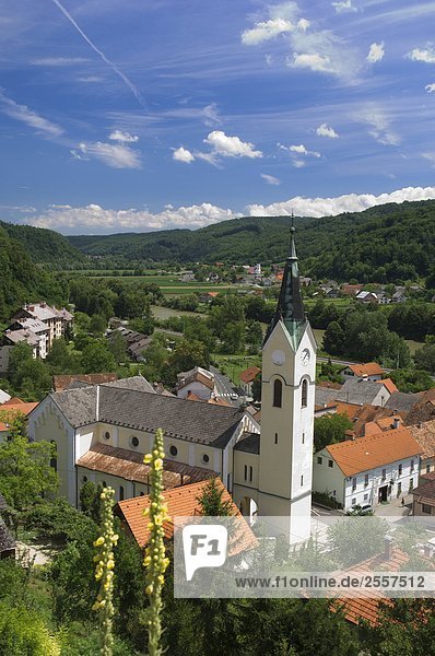 High angle view of church  Sevnica  Balkan Peninsula  Slovenia