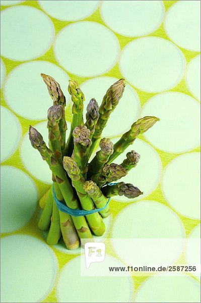 High angle view of a bundle of asparagus