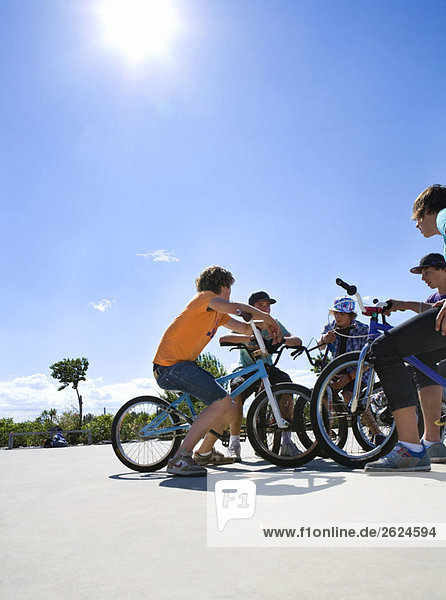 Group of teenagers on bikes