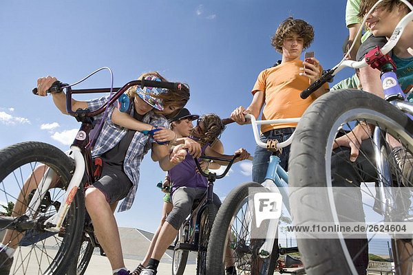 Group of teens on bikes