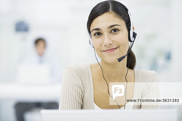 Young female telemarketer