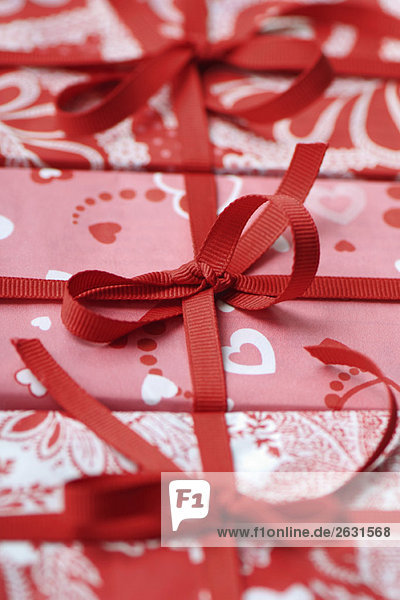 Three gift wrapped presents  cropped