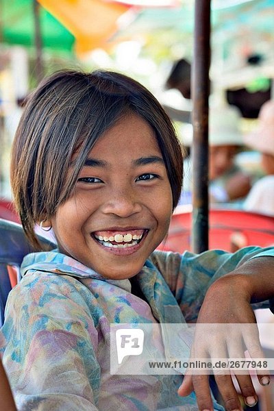 Happy young Cambodian girl Kompong Thom Cambodia