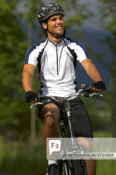 Man mountain biking