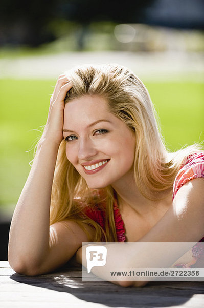 Upper   Young woman smiling  portrait