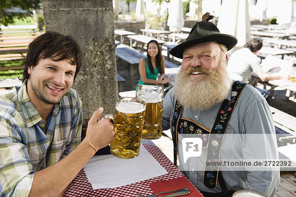 Germany  Bavaria  Upper Bavaria  People in beer garden
