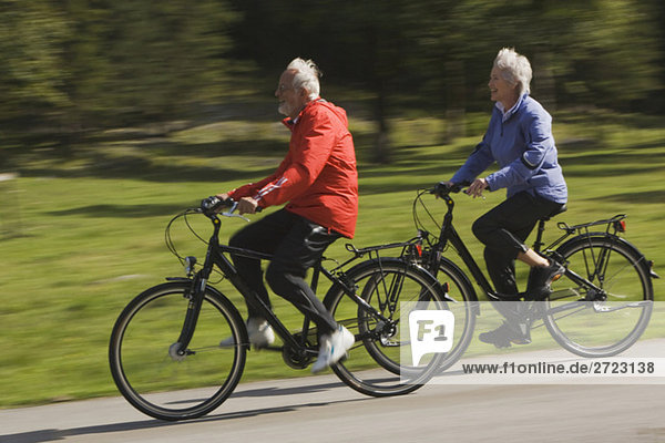 Austria  Karwendel  Senior couple biking
