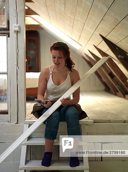 A young woman renovating Sweden.