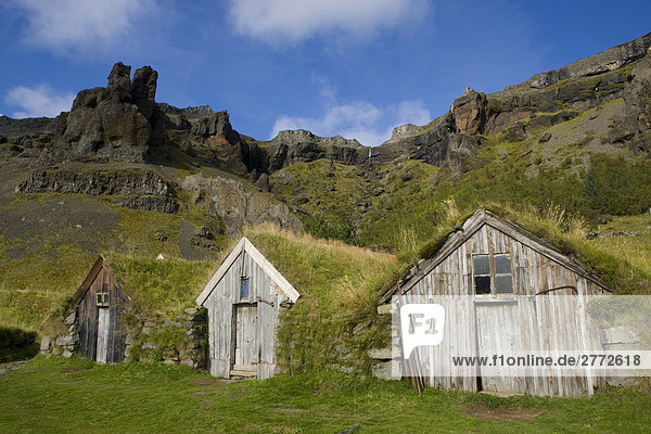 Landschaftlich schön landschaftlich reizvoll Hütte bedecken Wohnhaus Landschaft Gebäude Reise Architektur Natur Island