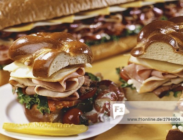 Sub-Sandwich und Sandwiches mit Pute und Rind