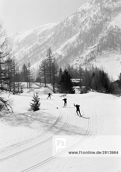 Long distance skier Chamonix France.