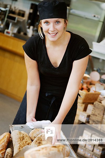 Portrait of a female baker Sweden.
