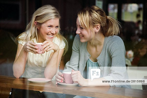 Two women having a cup of coffee in a cafÈ Sweden.
