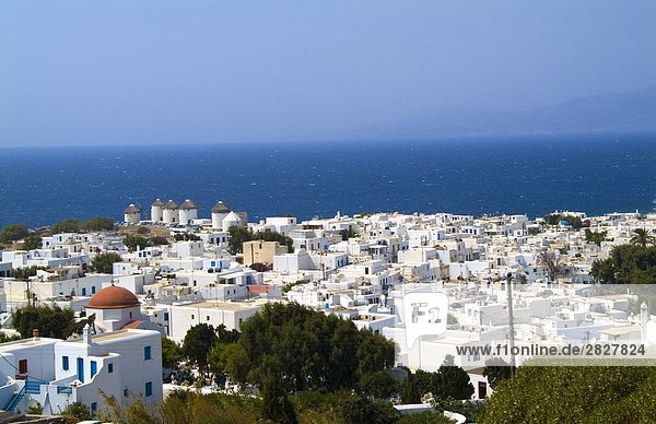 Blick über Mykonos Griechenland