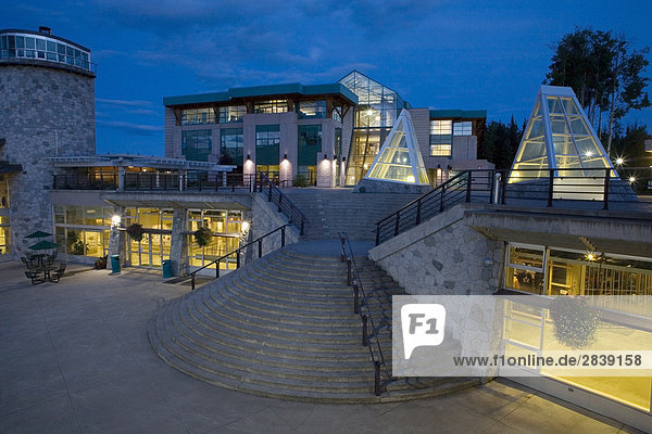 UNBC campus main square in evening  Prince George  British Columbia  Canada.