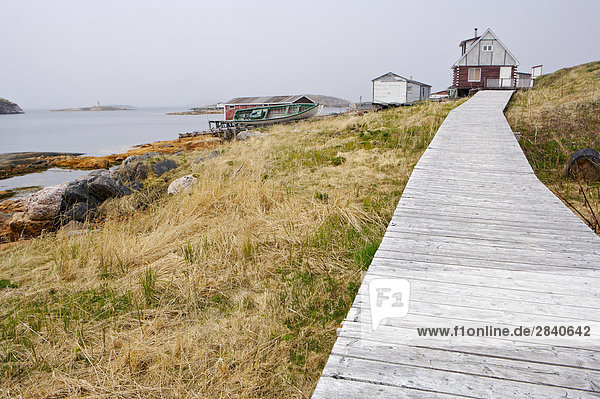 Hafen Eingang Ufer Geschichte Dorf Holzweg Insel angeln Schlacht vorwärts Kanada Meeresarm