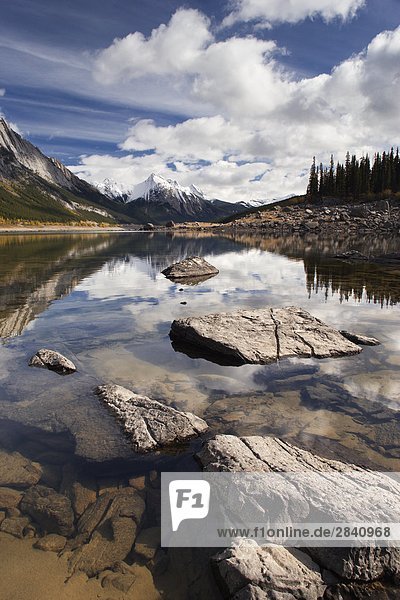 Rocks in Water - Medicine Lake - Jasper National Park Alberta  Canada.
