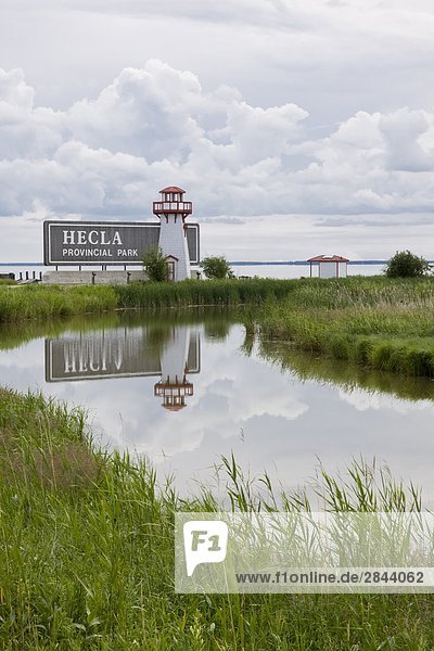 Entrance to Hecla Provincial Park on Hecla Island in Manitoba  Canada