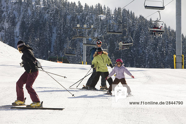 Children learning to ski  Whistler  British Columbia  Canada