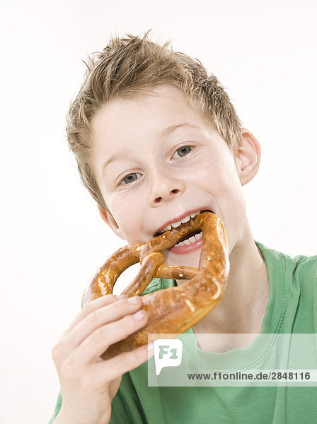 Boy having bread