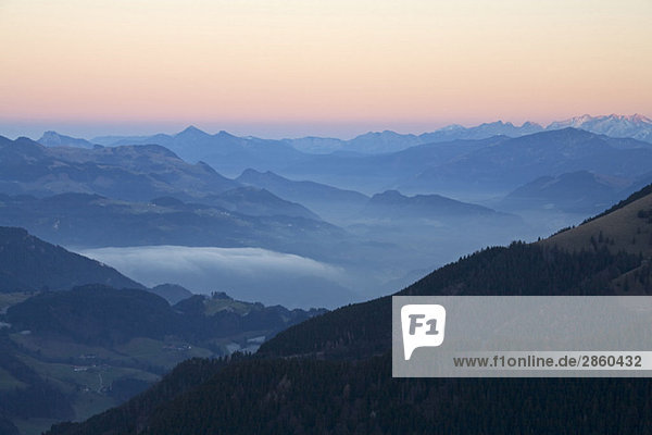 Germany  Bavaria  Sudelfeld  Mountain scenery at sunset