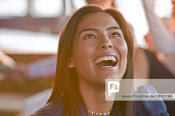Close-up of a woman laughing