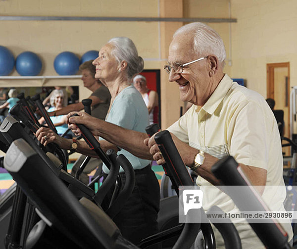 seniors training at gym