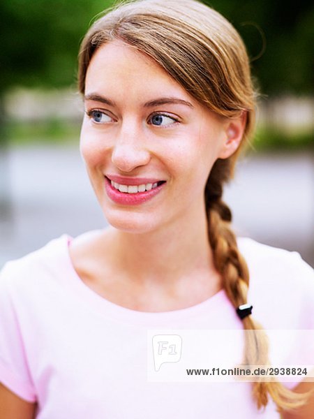 Portrait of a young woman with a braid Sweden.