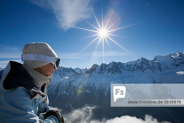Frau Mont Blanc Frankreich bewundern.