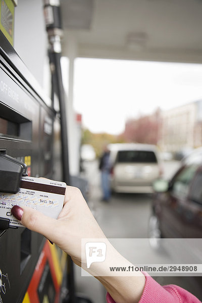 Paying for fuel with a credit card  Bellevue  Washington