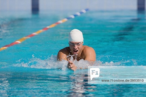 Brustschwimmen Wettbewerb Athlet schwimmen streicheln