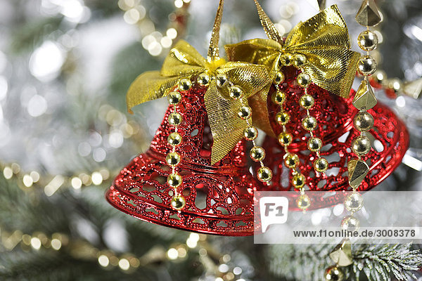 10857408  Christmas  Christmas tree  Christmas decoration  Gold  Red  Shimmer  Shimmering  Shine  Close-Up  Bells  Red  Silver