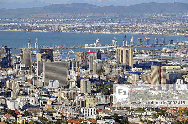 10857494  View from Signal Hill  Centre  Center  Cape Town  South Africa  Africa  Bank  Skyline  City  Harbor  Port  Coast  Sea  Ocean