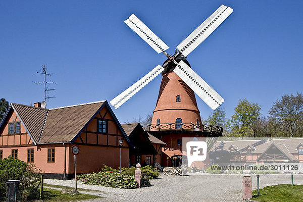 Historic Dutch style windmill  Aastrup  Faaborg  Funen  Denmark  Europe