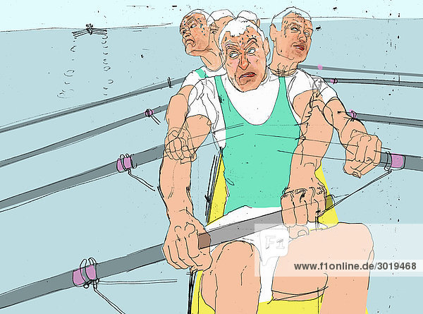 Senior men rowing