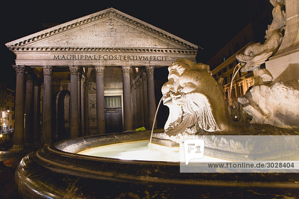 Italy,  Rome,  Pantheon,  Piazza della Rotonda at night