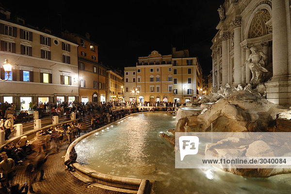 The Trevi Fountain (Fontana di Trevi) at night  Rome  Italy  side view