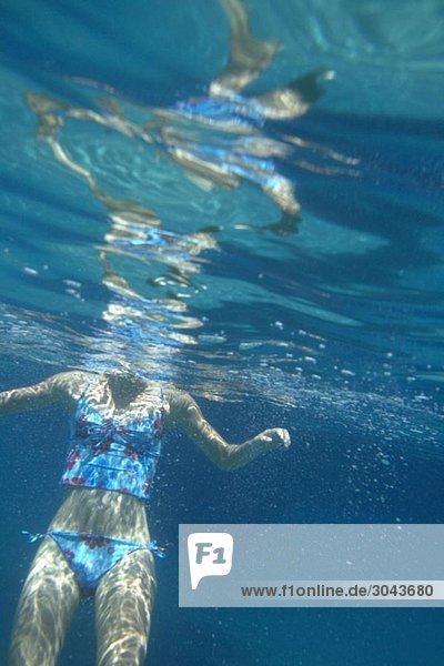 Woman Swimming  shot from underwater