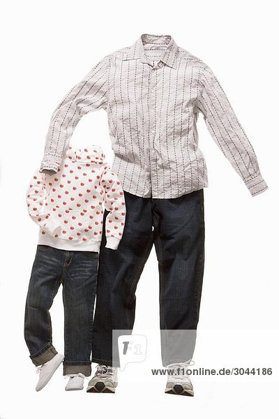 A father and son made from clothes