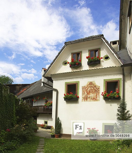Gebäude Fassade Hausfassade Dorf Freske Slowenien