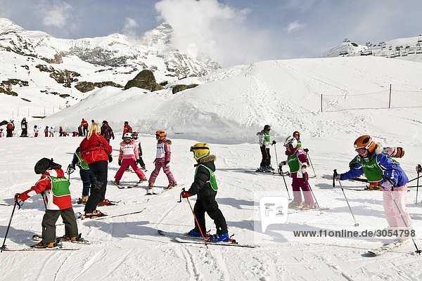 Italy  Aosta Valley  Cervinia  ski lesson