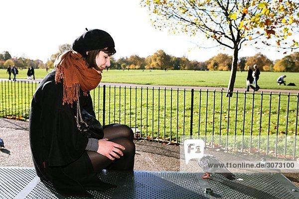 A woman in Hyde Park London Great Britain.