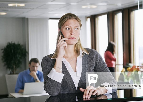Woman waiting in phone