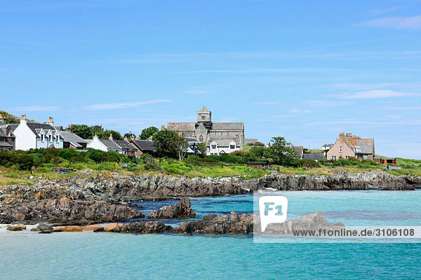 Coast of iona with view of abbey