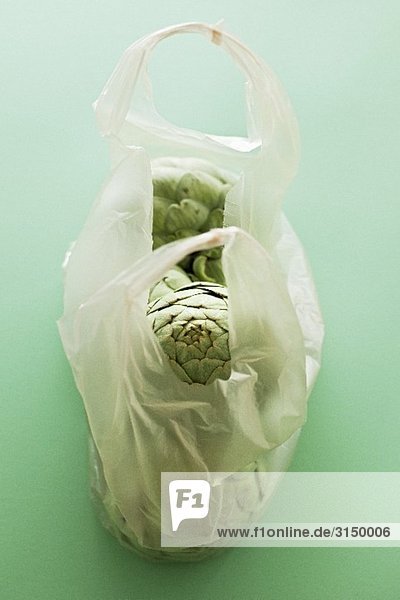 Artichokes in a plastic bag